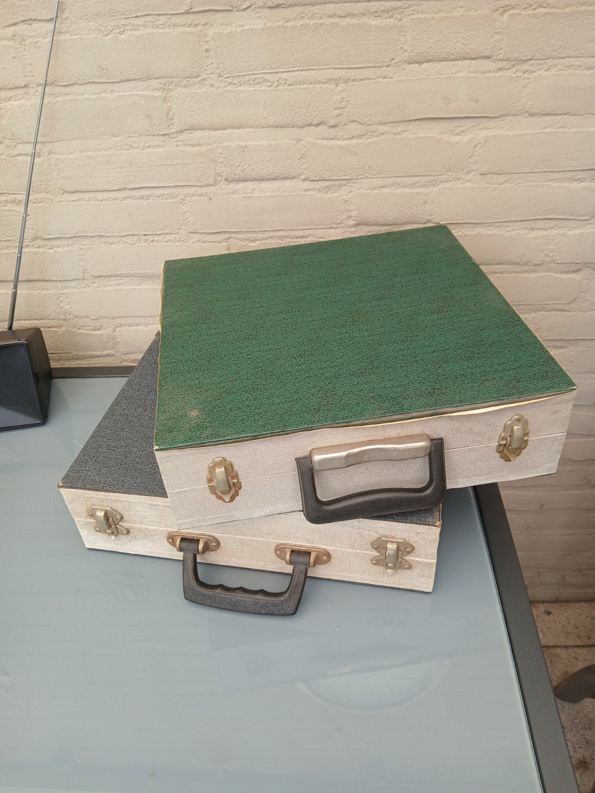 Vintage platenkoffers voor lp (2 stuks), Antiek en Kunst, Ophalen