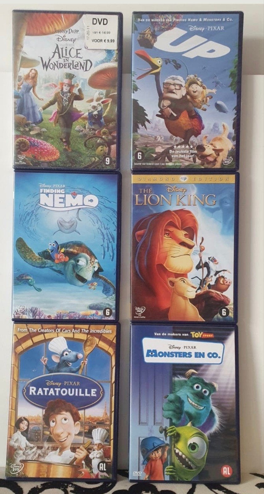 Disney/Pixar DVD Collectie: Alice, Up, Nemo, Lion King, Rata, Avontuur, Gebruikt, Ophalen of Verzenden, Vanaf 6 jaar