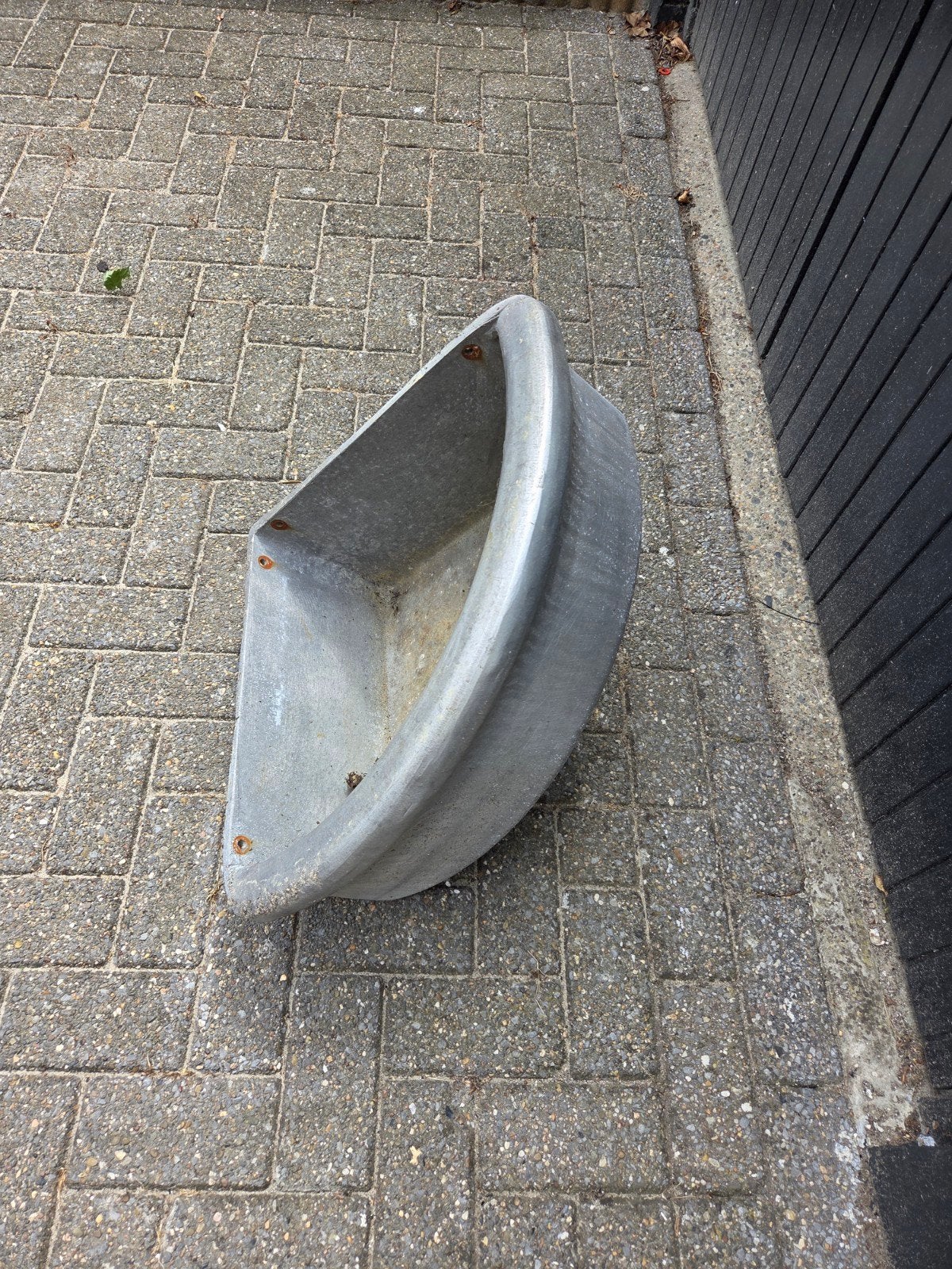 Vintage aluminium hoekwastafel voor buiten, Ophalen, Gebruikt, Wastafel