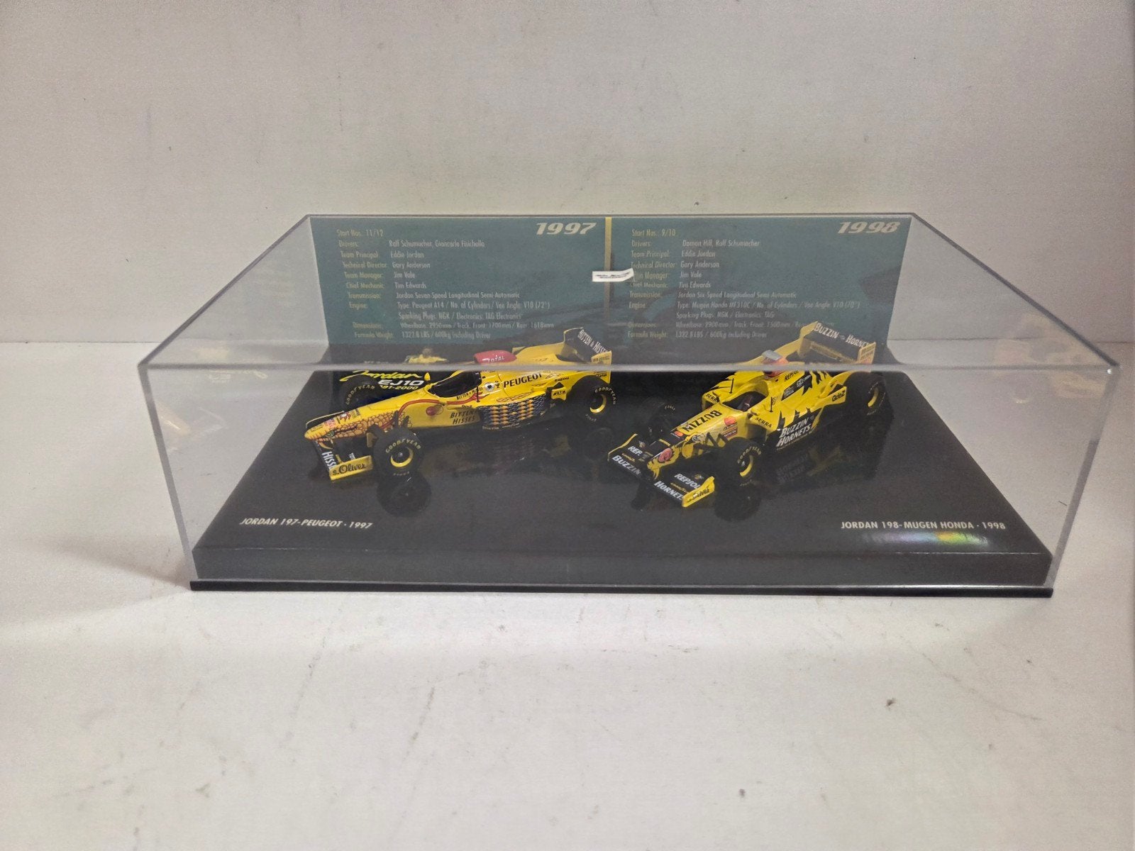 Minichamps F1 set Jordan 1997/1998 1:43, Hobby en Vrije tijd, Modelauto's | 1:43, Auto, ., Ophalen of Verzenden, Zo goed als nieuw