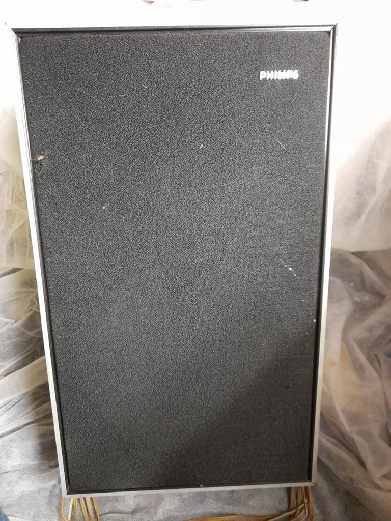 Vintage Philips luidspreker 2x, Ophalen of Verzenden, Minder dan 60 watt, Front, Rear of Stereo speakers, Philips