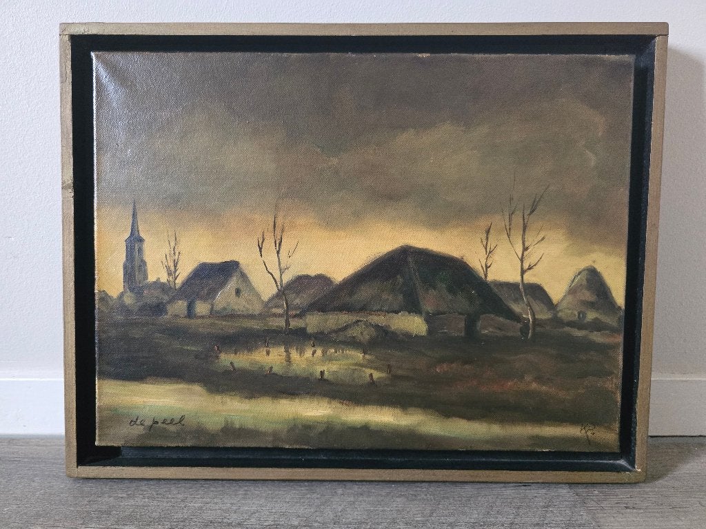 Schilderij, de Peel, olieverf op doek, Ophalen, Minder dan 50 cm, Gebruikt, Schilderij