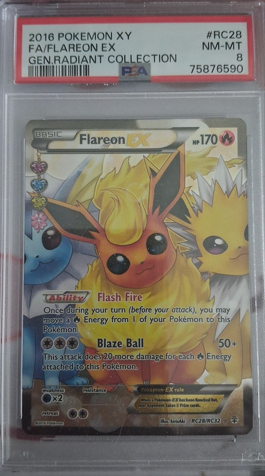 PSA 8 Flareon EX GEN RC28, Ophalen of Verzenden, Zo goed als nieuw, Losse kaart, Foil