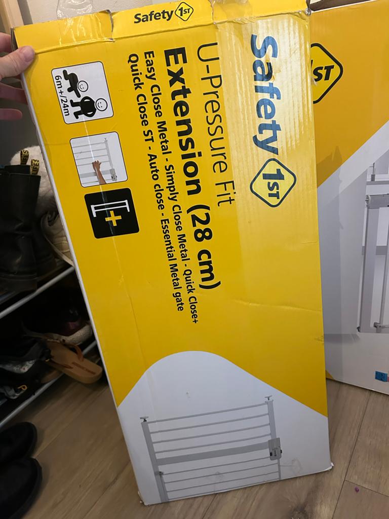 Safety 1st Traphekje U-Pressure Fit Auto Close + verlengstuk, Ophalen, Zo goed als nieuw, Metaal of IJzer, 115 cm of meer
