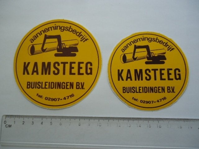 sticker oud Kamsteeg buisleidingen halfweg aannemer bouw, Verzenden, Zo goed als nieuw, Bedrijf of Vereniging