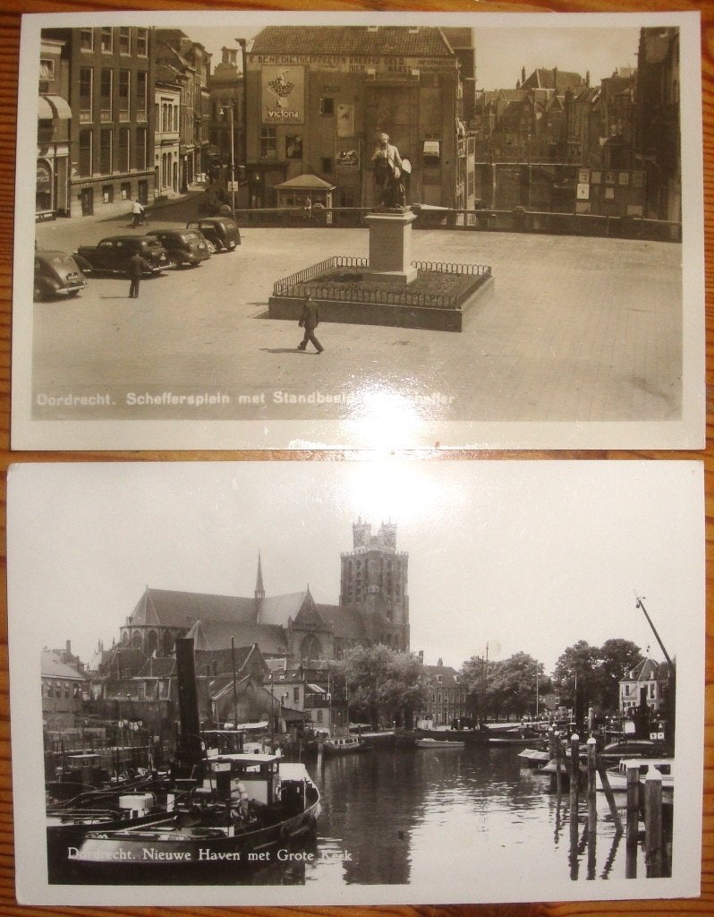 2 Ansichtkaarten Dordrecht, in goede staat, verzonden 1947, Ophalen of Verzenden, 1940 tot 1960, Gelopen, Zuid-Holland