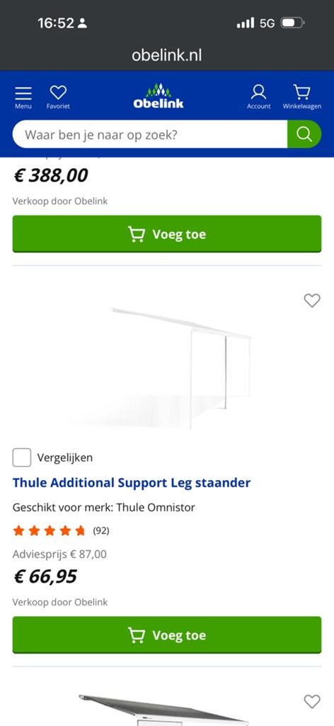 Extra staander voorwand thule, Caravans en Kamperen, Caravan accessoires, Ophalen