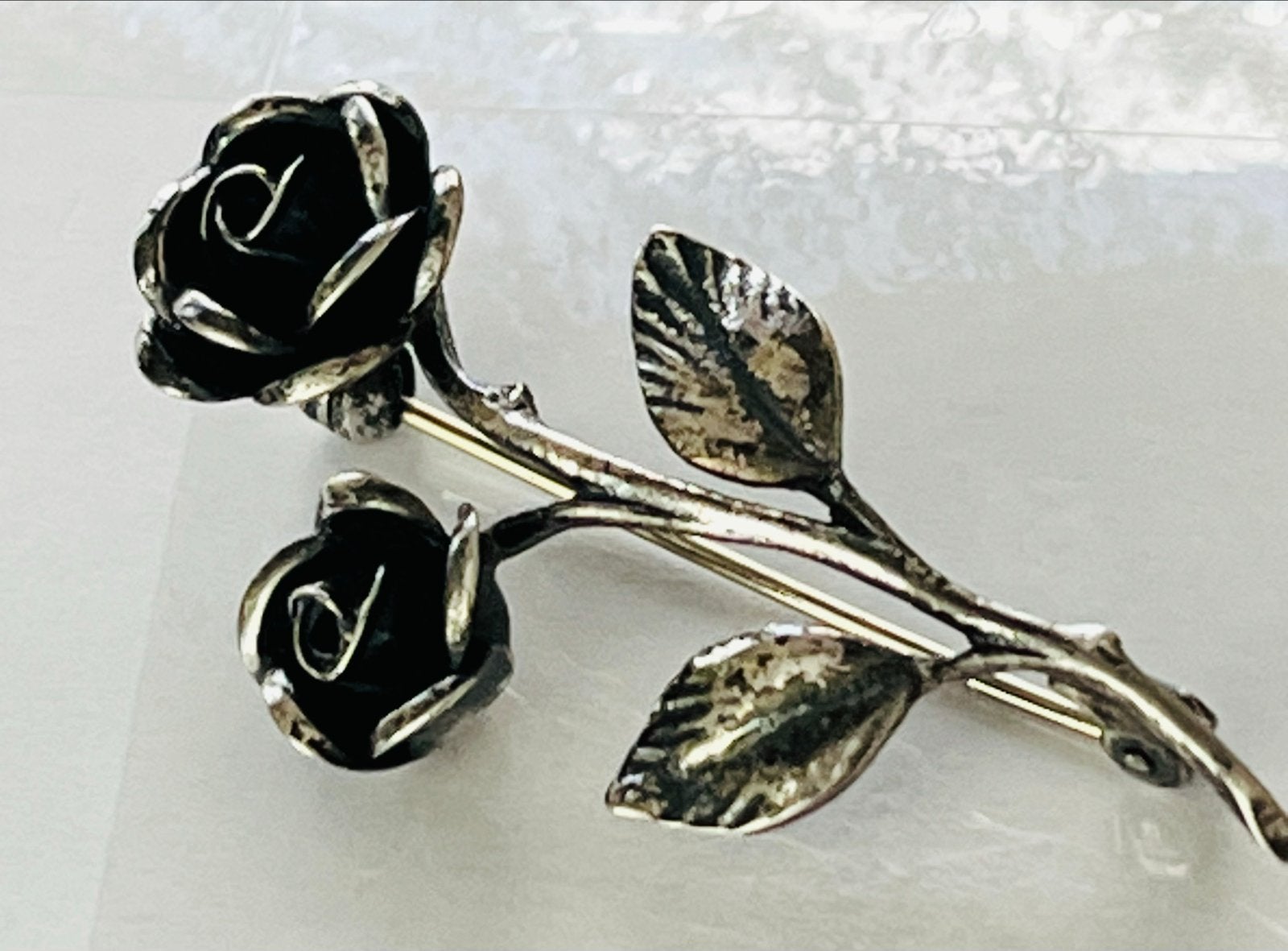 Zilveren broche Roos Theodor Klots Teka 835 keur, Verzenden, Gebruikt, 4 tot 7 cm, Zilver