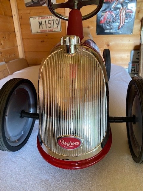"BAGHERA  XL RIDER RED" vintage metalen loopauto, Ophalen, Gebruikt, Loopvoertuig