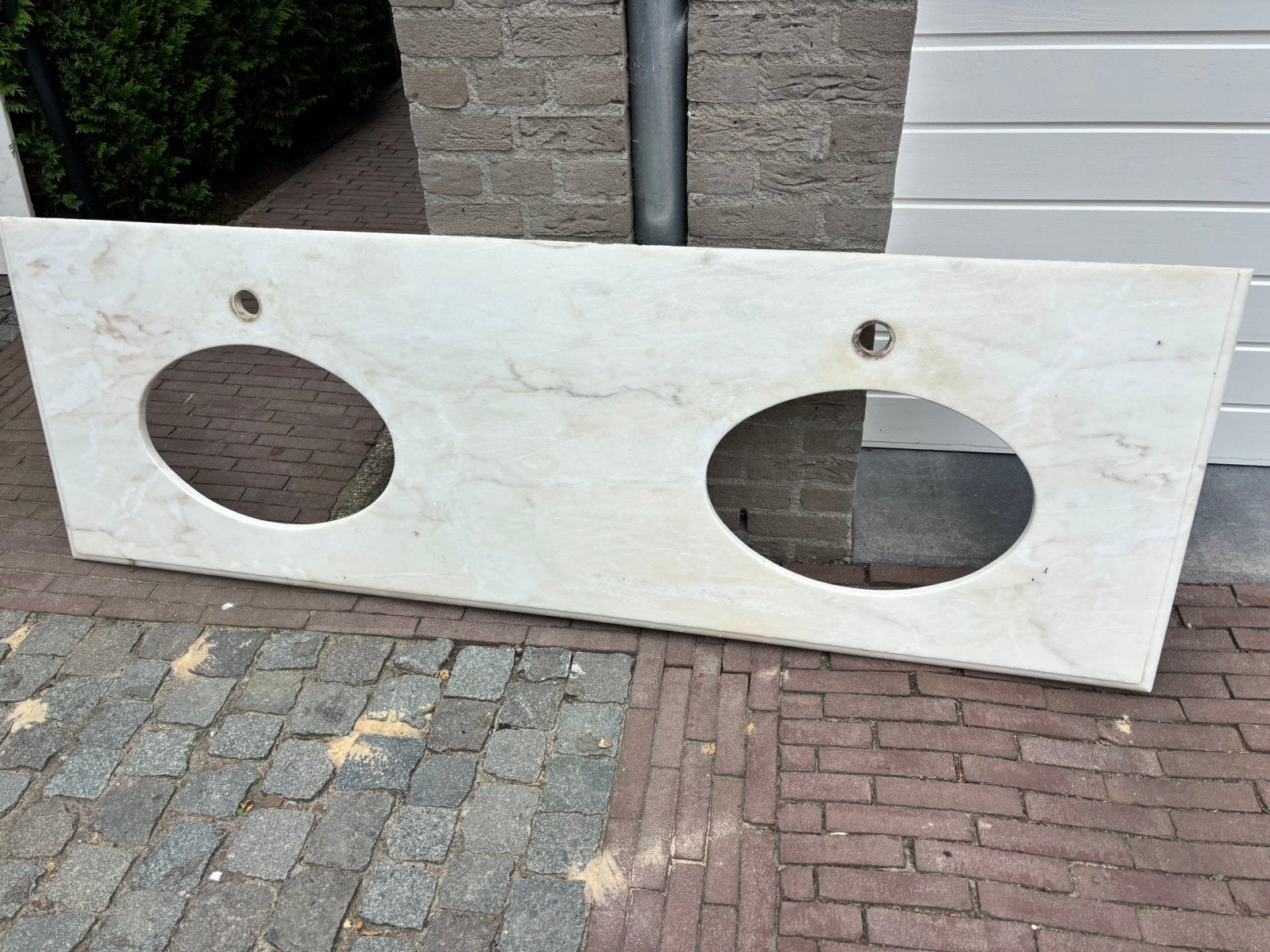 Marmeren bladen voor badkamermeubel, Huis en Inrichting, Badkamer | Badkamermeubels, Ophalen, Gebruikt, 200 cm of meer, Minder dan 100 cm