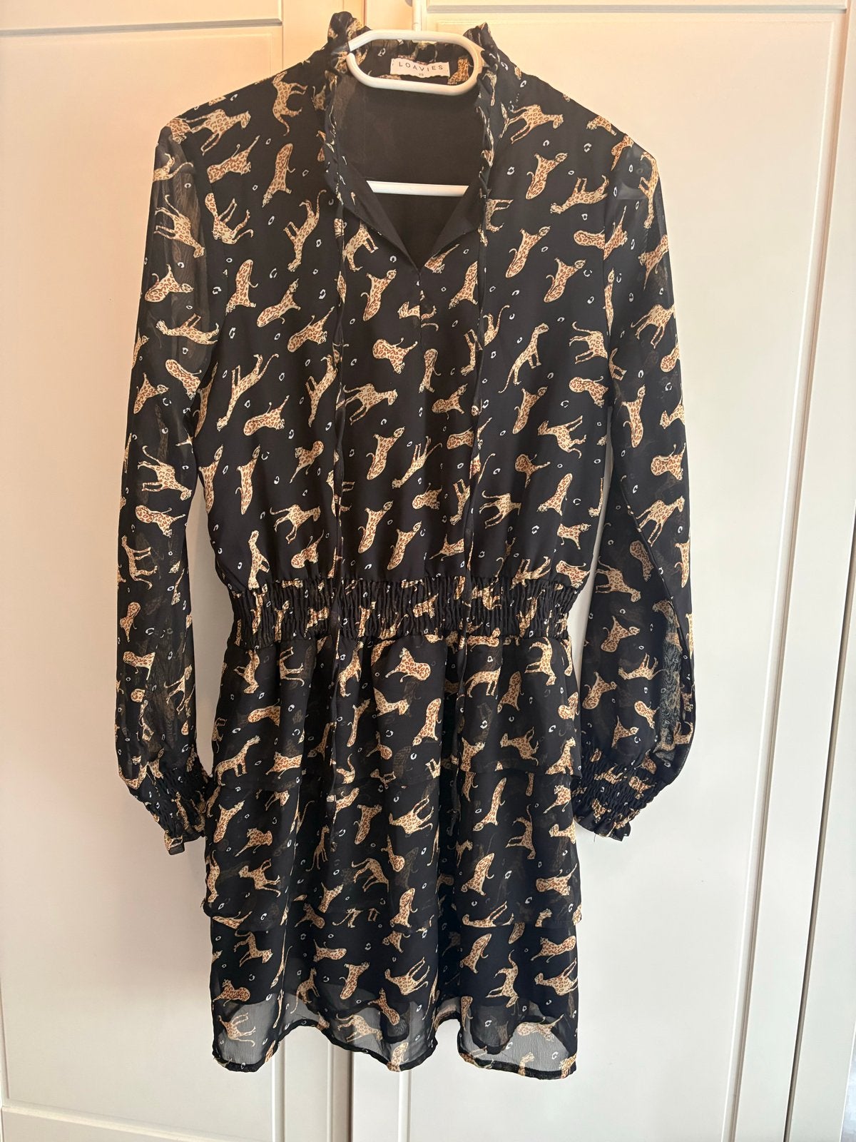 Loavies jurk met luipaardprint - Maat XS, Zwart, Ophalen of Verzenden, Zo goed als nieuw, Maat 34 (XS) of kleiner