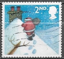 GB 2nd Kerstzegel - Kerstman op besneeuwd dak - 2004, Postzegels en Munten, Verzenden, Gestempeld