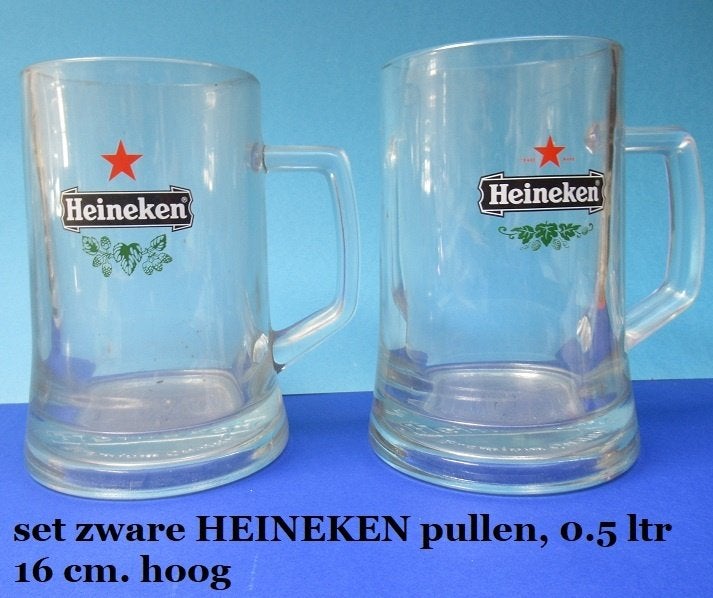 HEINEKEN BIER, set zware glazen bierpullen, halve liter, Ophalen of Verzenden, Nieuw, Pul(len), Heineken