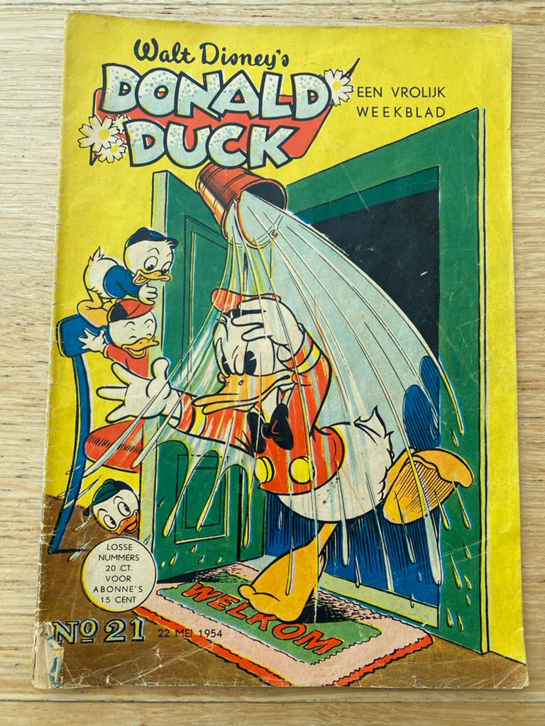Donald Duck Weekblad - Nummer 21 - 22 Mei 1954, Eén stripboek, Ophalen of Verzenden, Gelezen