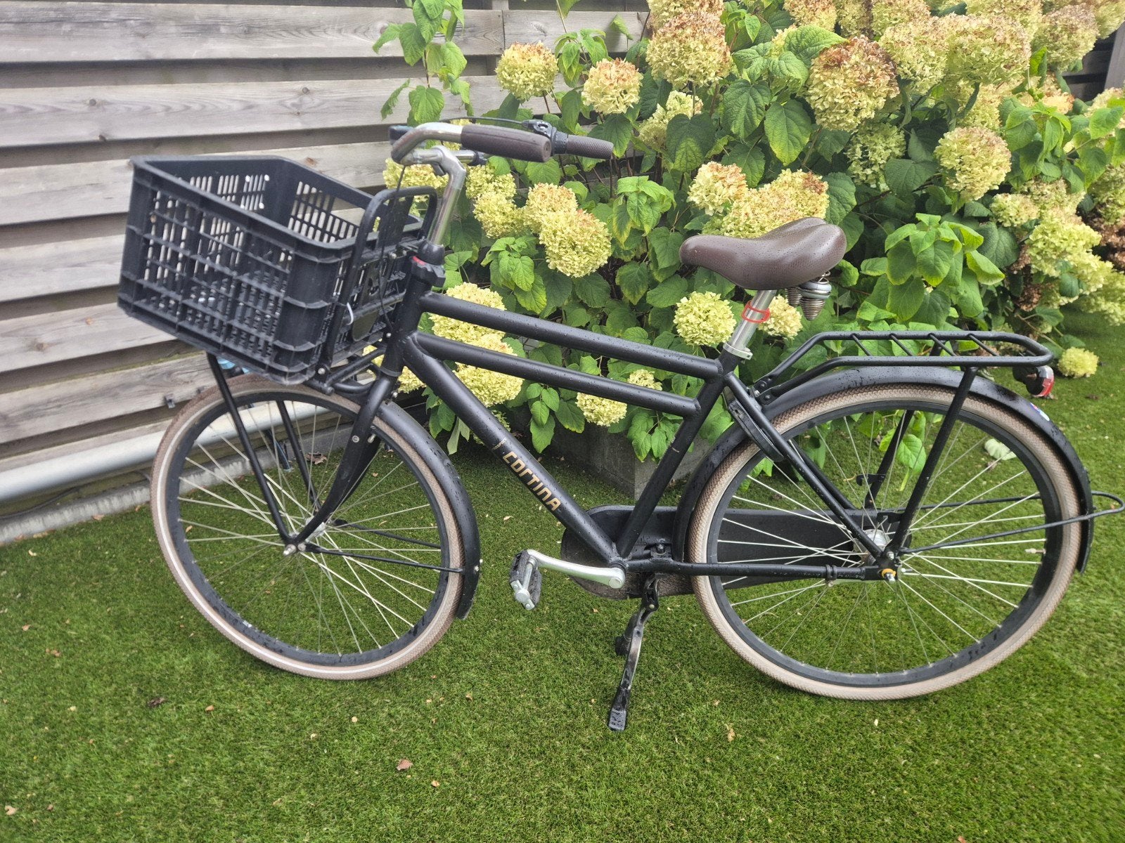 Cortina U4 heren transportfiets met mand - matzwart, Ophalen, Terugtraprem, Versnellingen, 53 tot 56 cm