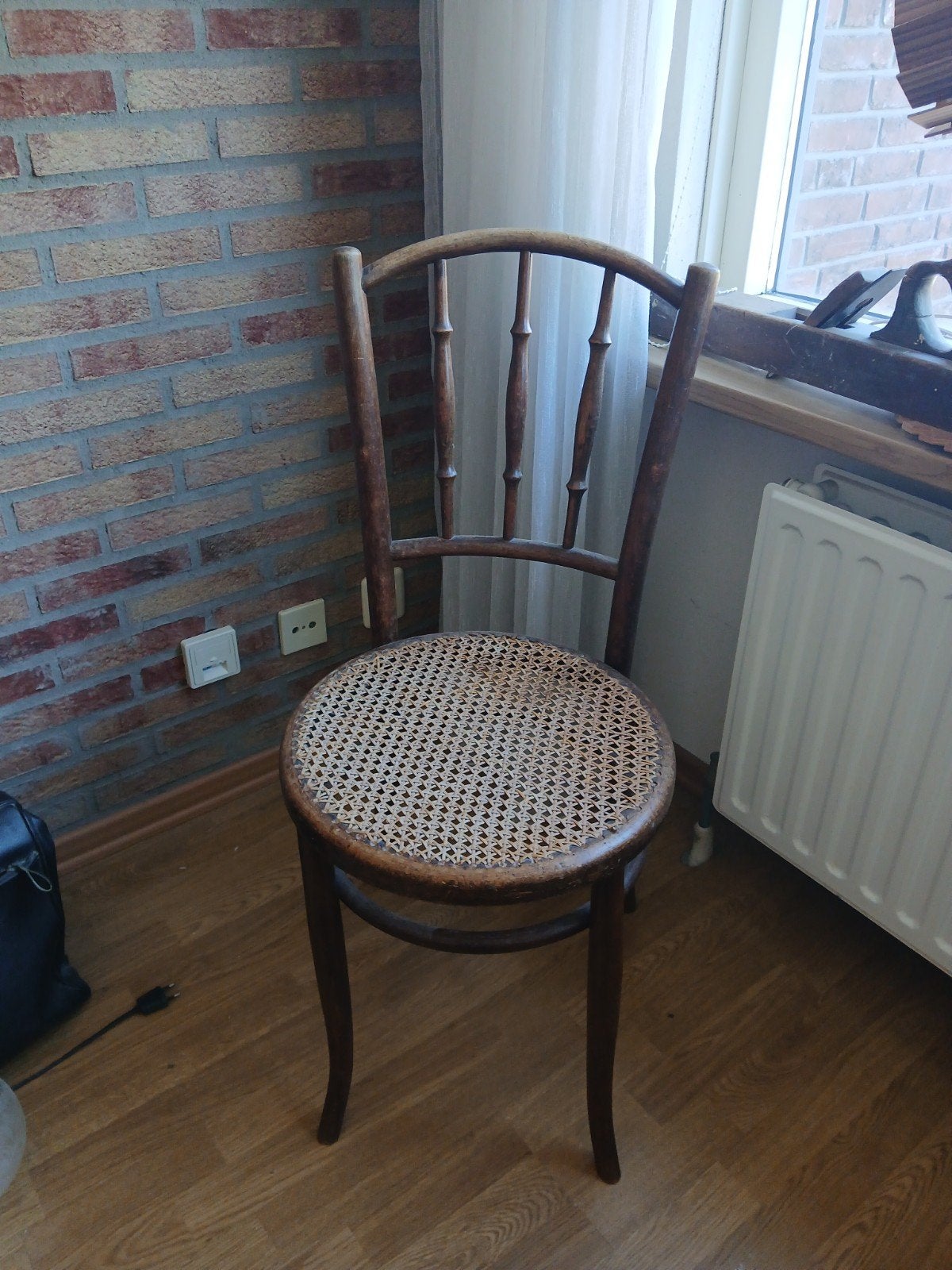 Vintage Thonet stoel met rotan zitting, Ophalen