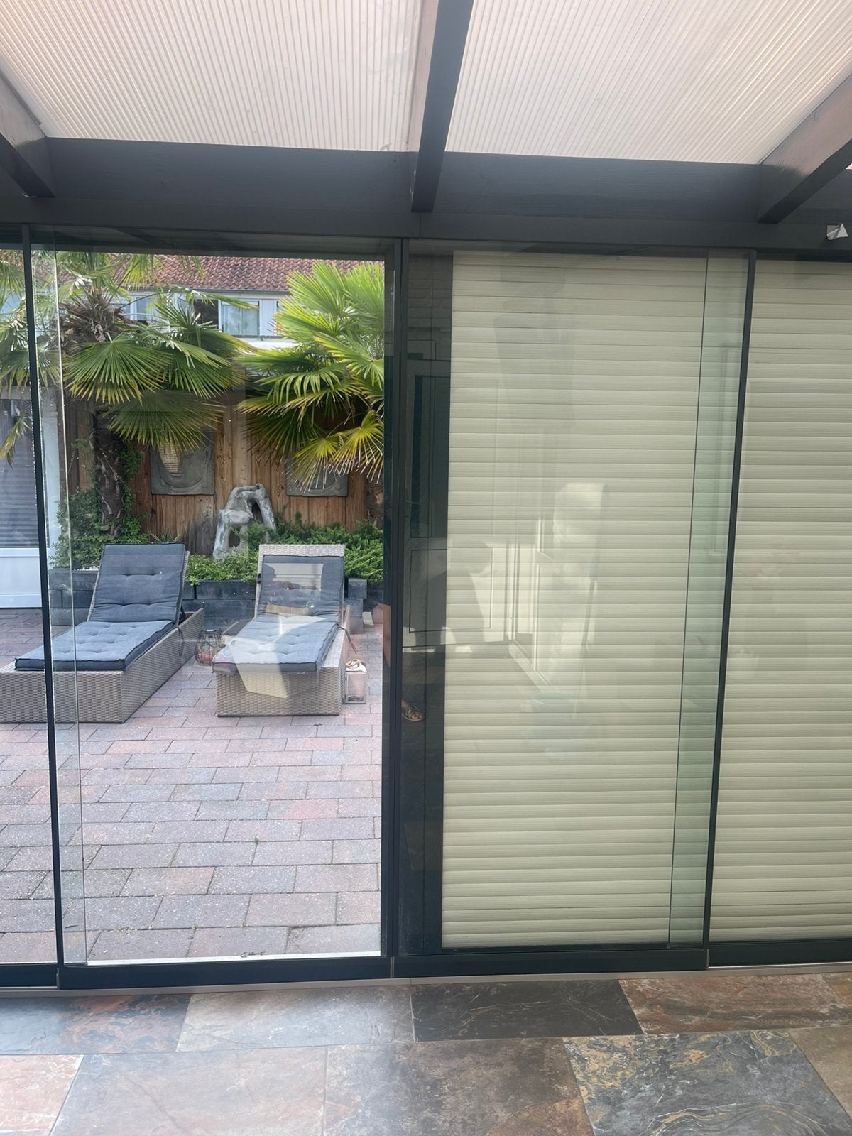 Complete glazen schuifwand 8 panelen, Ophalen, Zo goed als nieuw, Serre