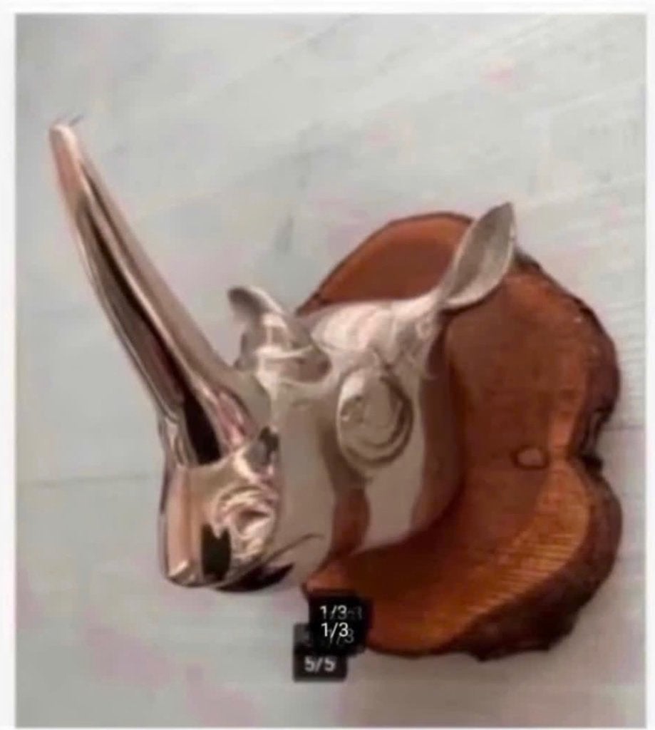 Design Neushoorn zilverkleurig kapstok metaal, Antiek en Kunst, Ophalen of Verzenden