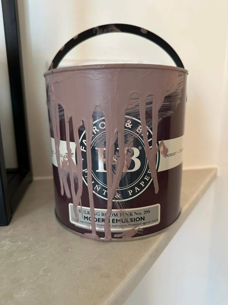 Farrow & Ball Sulking Room Pink Modern Emulsion +- 150-200ml, Ophalen, Gebruikt, Verf, Roze