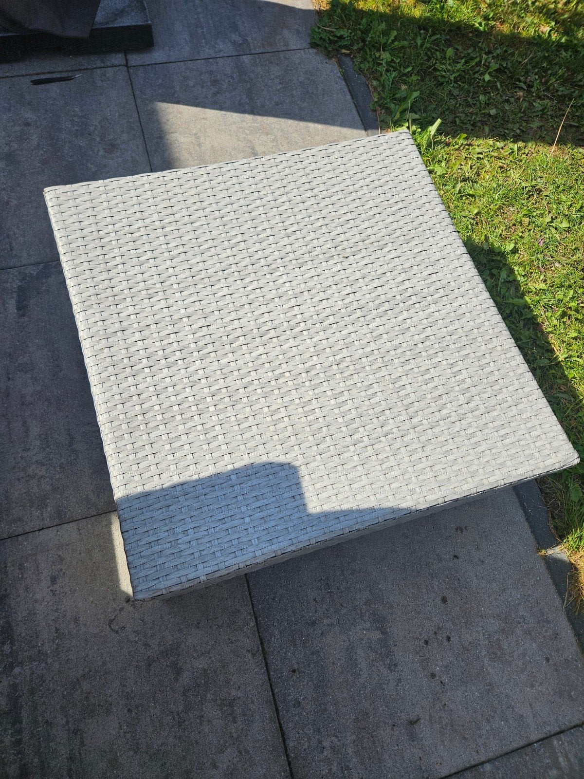 Wicker Hocker met Kussen - Grijs, Ophalen, Kunststof, Gebruikt, Hocker