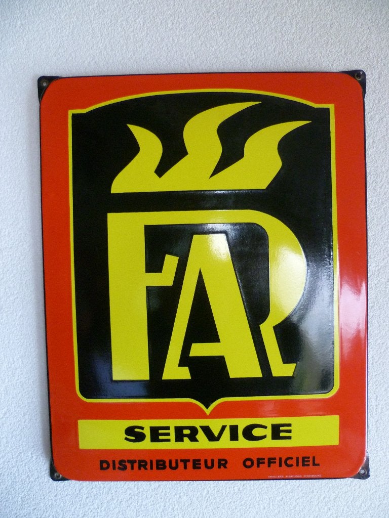 EMAILLE RECLAMEBORD"FAR SERVICE DISTRIBUTEUR"UIT JAREN 50/60, Ophalen of Verzenden, Zo goed als nieuw, Reclamebord