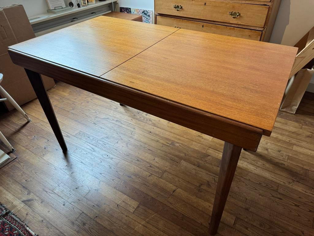 Vintage Teakhouten Eettafel - Uitschuifbaar, Huis en Inrichting, Tafels | Eettafels, Ophalen, Gebruikt, 50 tot 100 cm, 150 tot 200 cm