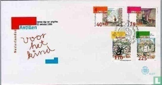 FDC E277 Kinderen in noodsituaties 1996 NL Antillen onbeschr, Ophalen of Verzenden