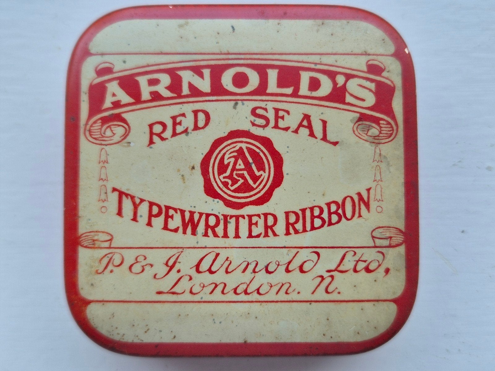 Arnold's Red Seal Typewriter inktlint blikje, Verzamelen, Blikken, Ophalen of Verzenden, Overige
