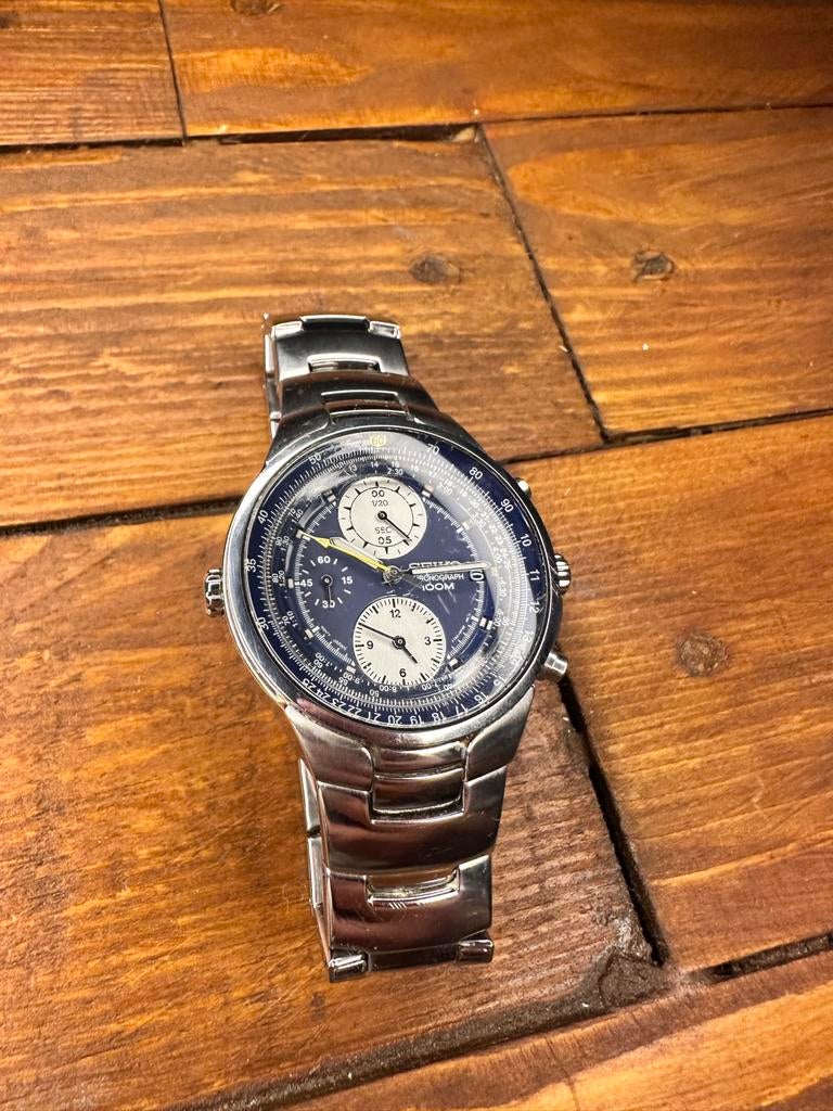 Seiko Flightmaster Chronograaf FULL LINKS!, Sieraden, Tassen en Uiterlijk, Horloges | Heren, Ophalen, Seiko, Gebruikt, Staal