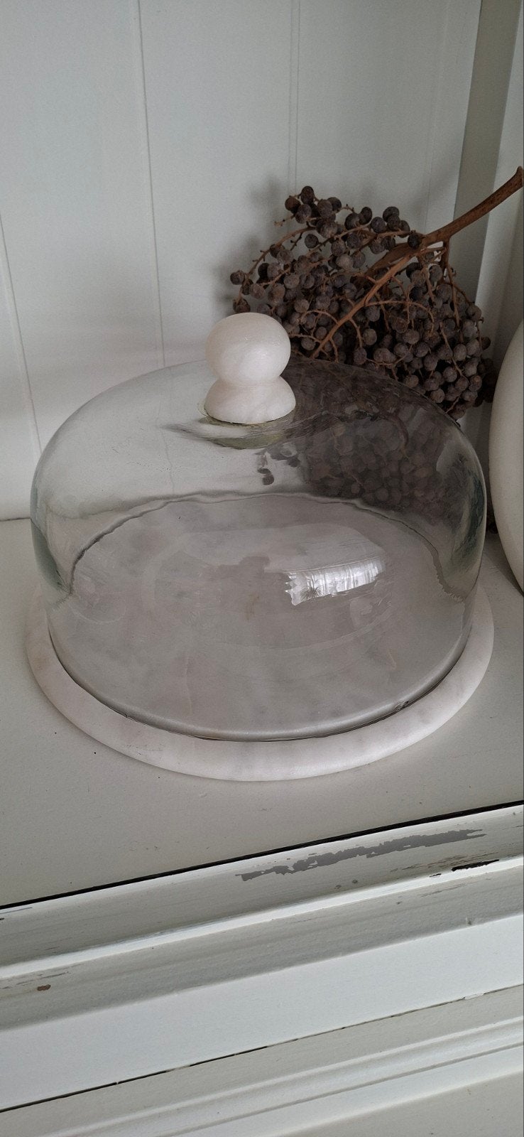 Glazen stolp met stenen onderplaat Riviera Maison, Glas, Ophalen, Gebruikt, Met plateau