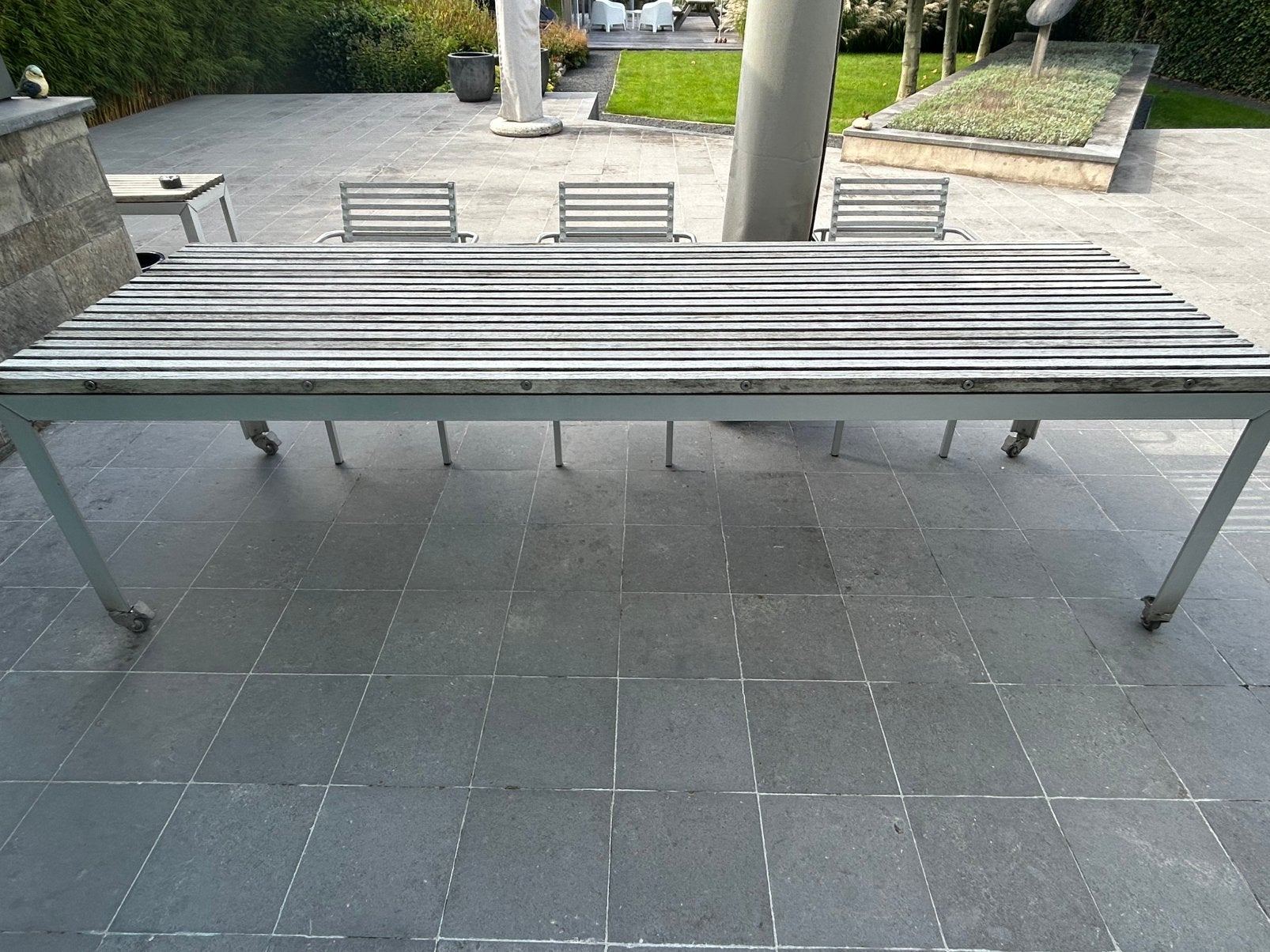 Extremis tuintafel 270x90 cm, verrijdbaar, in goede staat, Tuin en Terras, Ophalen of Verzenden, Gebruikt, Rechthoekig