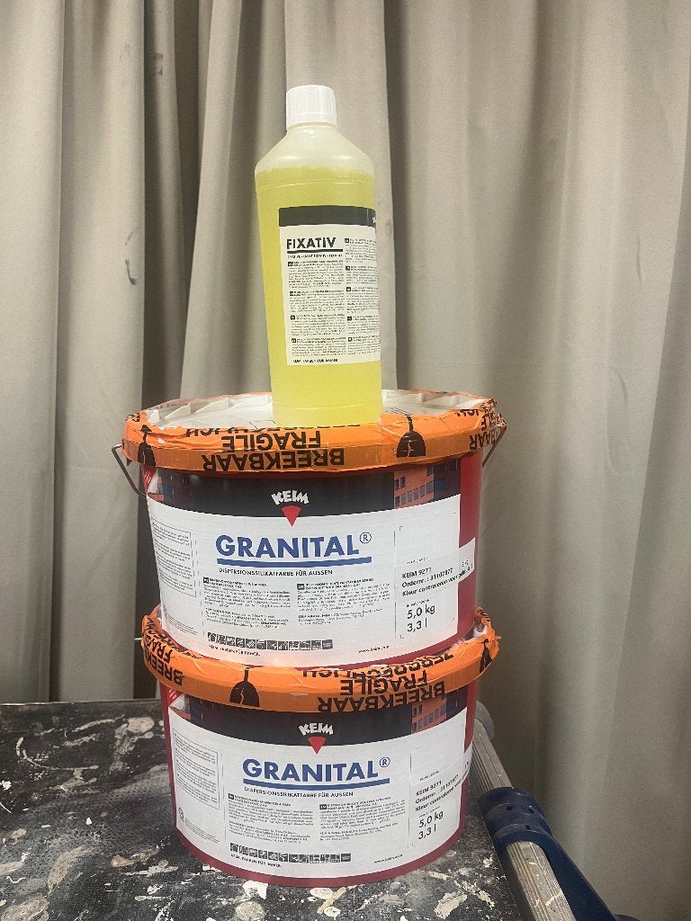 KEIM Granital 2x5 Ltr. +1 ltr. Fixativ KEIM kleur 9271, Ophalen, Overige kleuren, 5 tot 10 liter, Nieuw