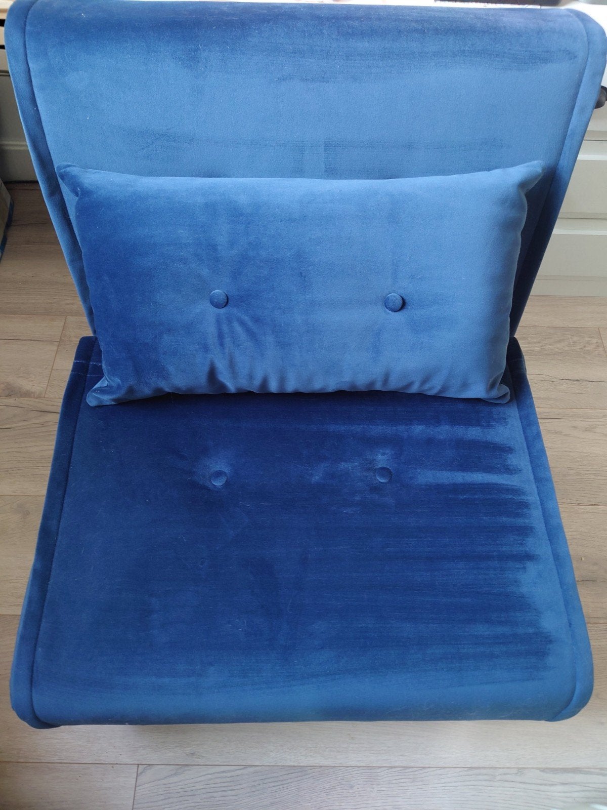 Velours slaapstoel - merk MADE - Blauw, Huis en Inrichting, Ophalen, Blauw, Zo goed als nieuw, Eén
