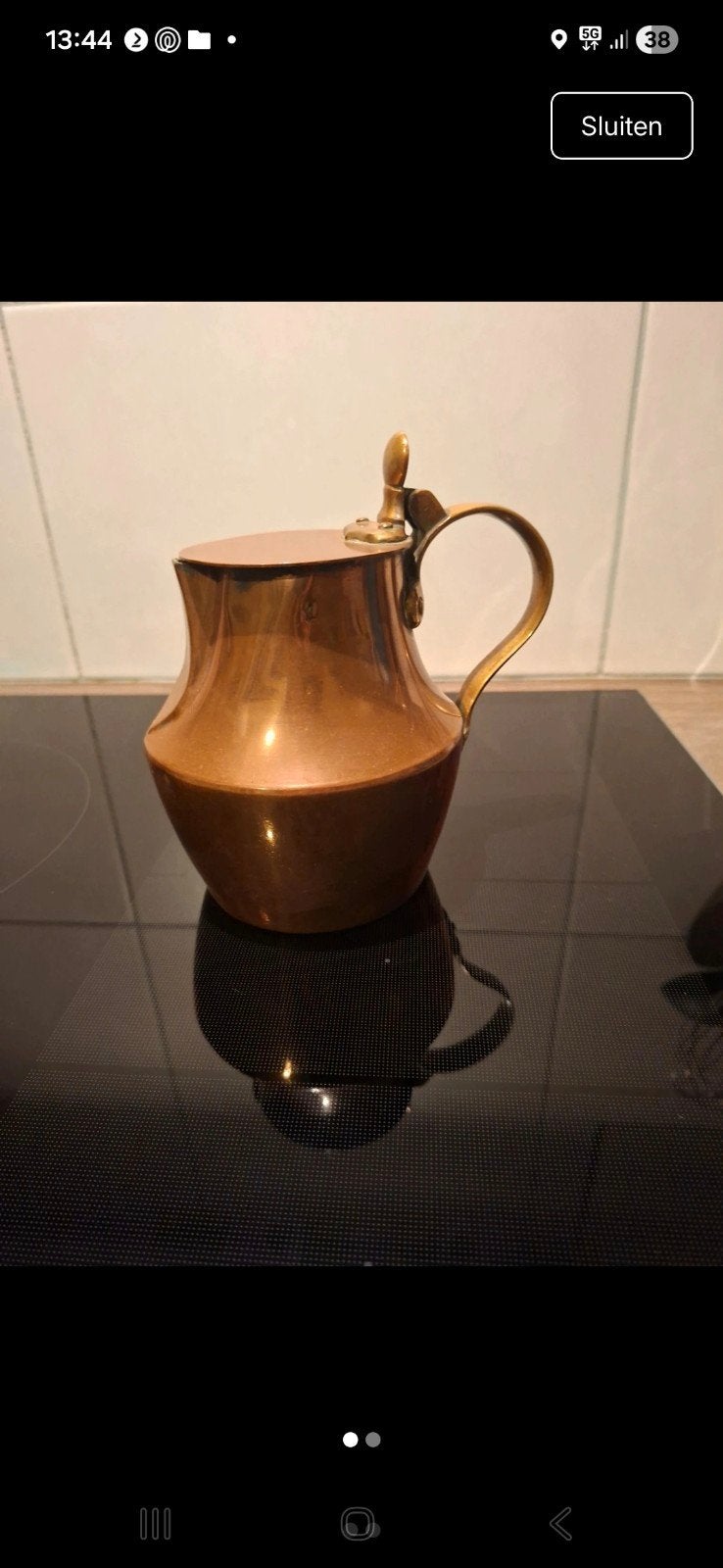 Antiek Koperen Kannetje met Deksel, Antiek en Kunst, Ophalen of Verzenden