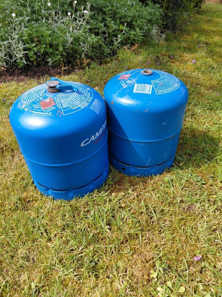 2x Campingaz gasfles 907, met vulling, Ophalen of Verzenden, Gebruikt