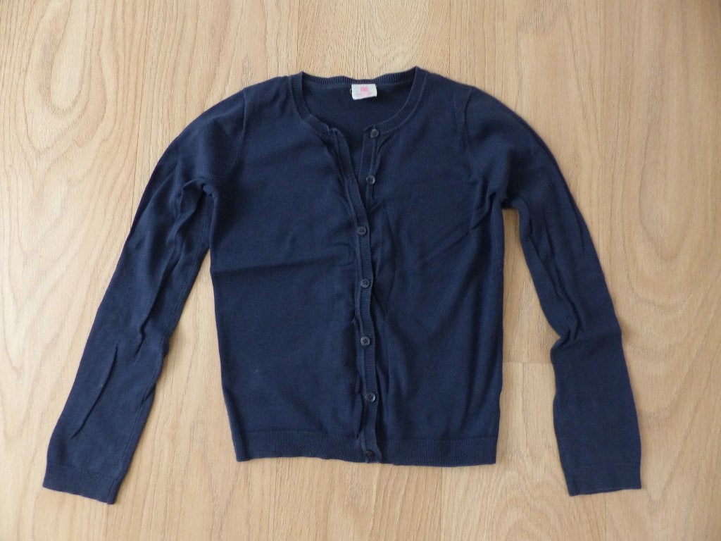 Fijn gebreid donkerblauw vest maat 146-152 Hema, Kinderen en Baby's, Meisje, Trui of Vest, Ophalen of Verzenden, Zo goed als nieuw