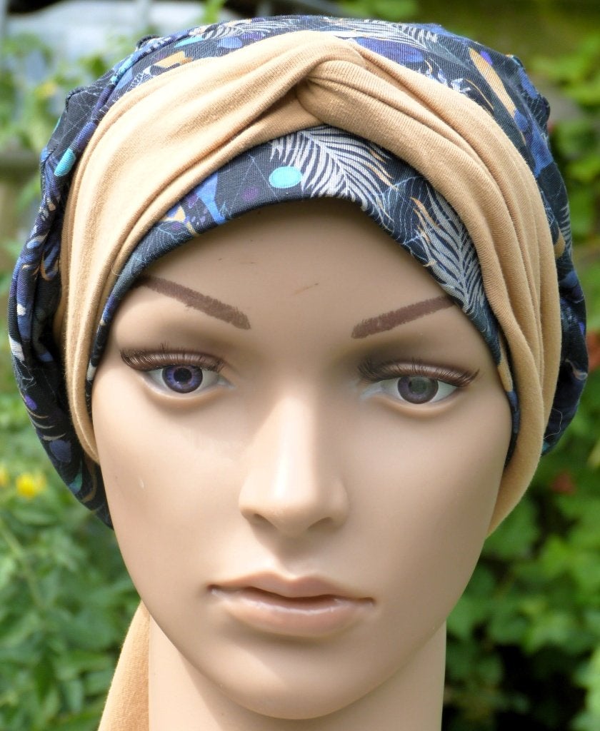 Chemo/haarverlies tricot muts met sjaal no 27 A., Anna, Maat 42/44 (L), Nieuw, Ophalen of Verzenden