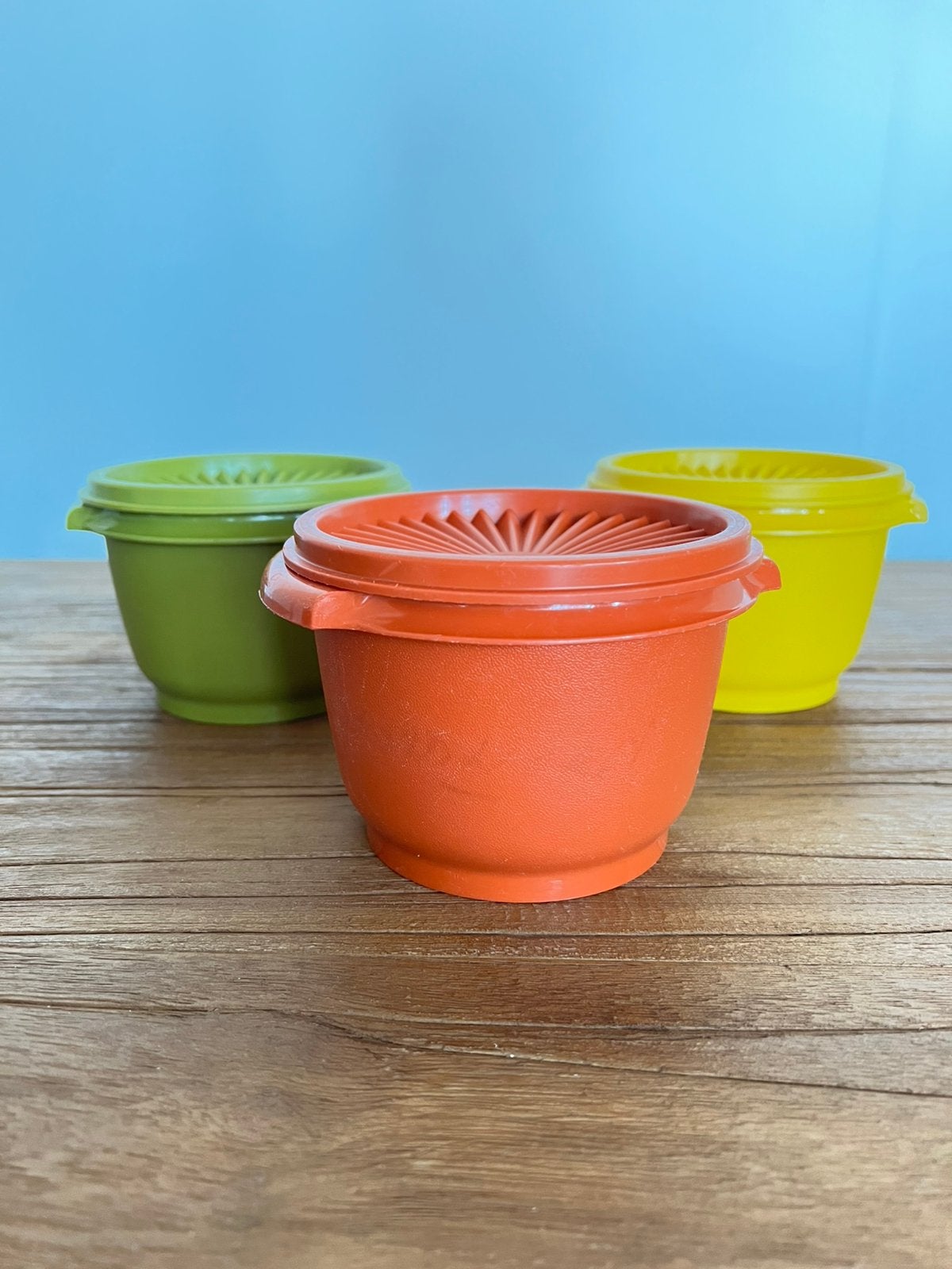 3x Tupperware servalier bakje zonnedeksel sterdeksel retro, Ophalen of Verzenden, Groen, Bak of Kom