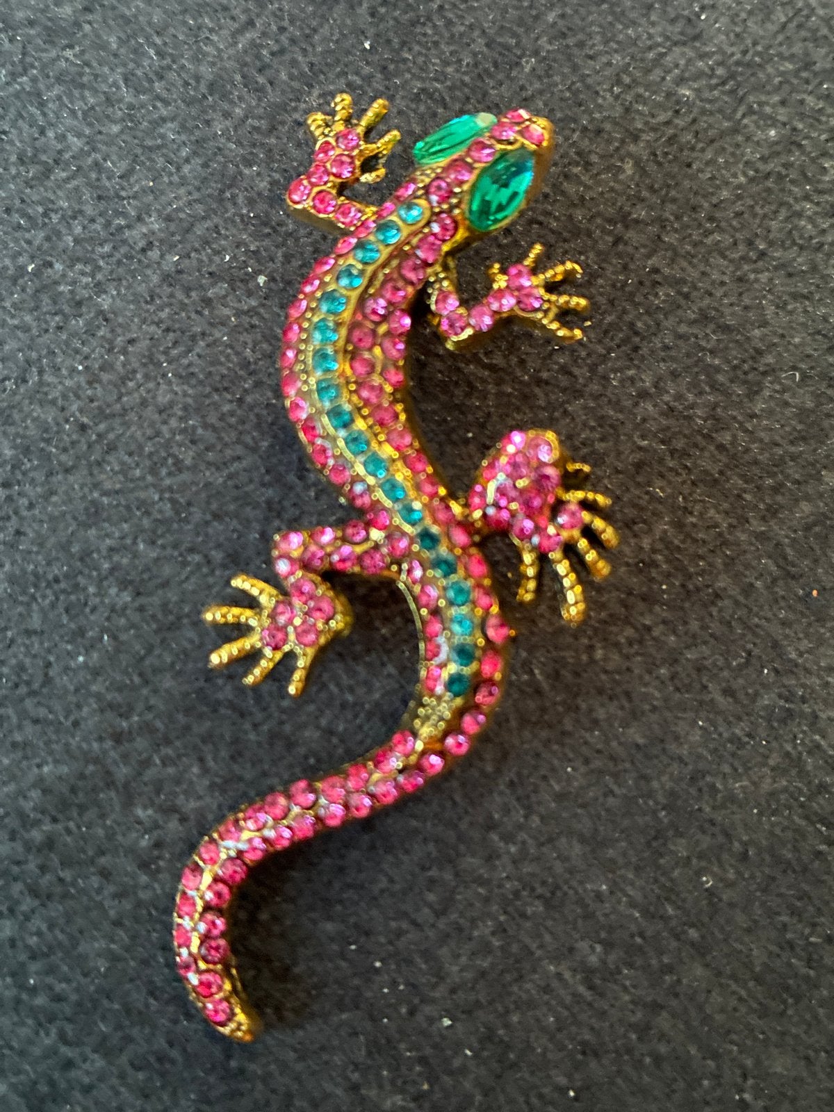 Kleurrijke hagedis broche met strass steentjes, Overige materialen, 4 tot 7 cm, Overige kleuren, Ophalen of Verzenden