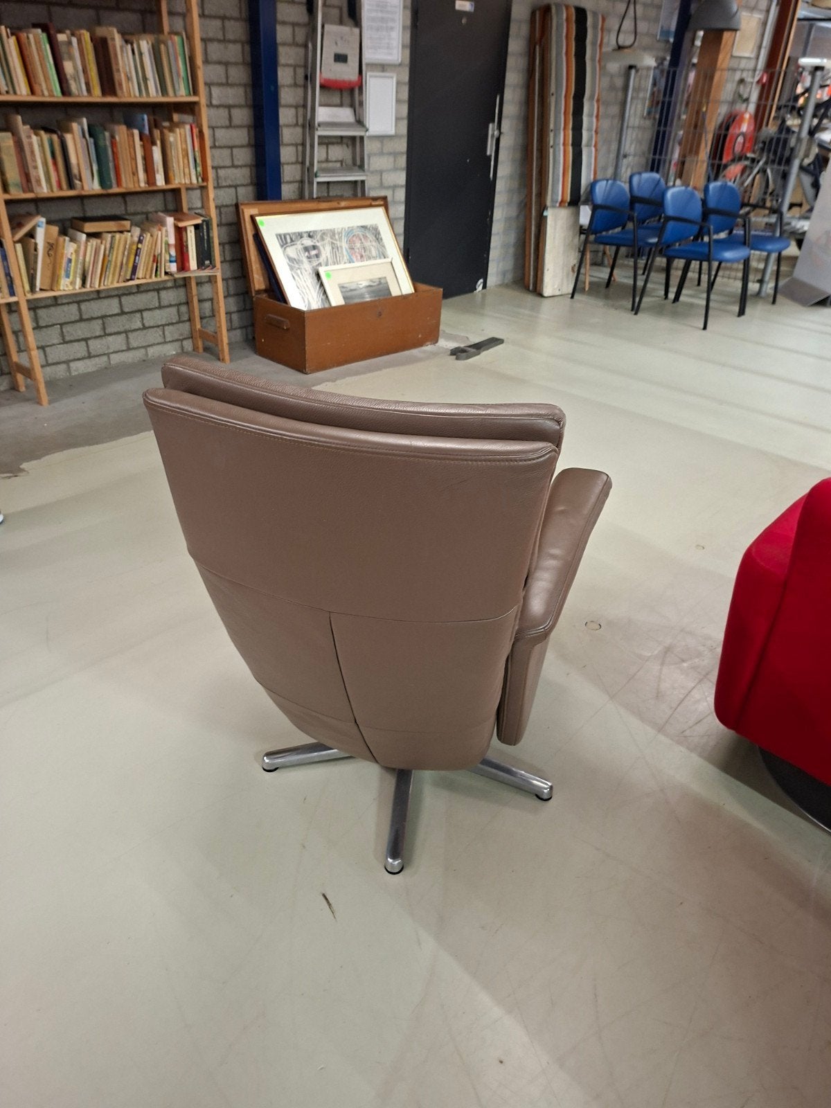 Comfortabele leren relaxfauteuil - grijs, Gebruikt, Ophalen of Verzenden, Onbekend, Onbekend