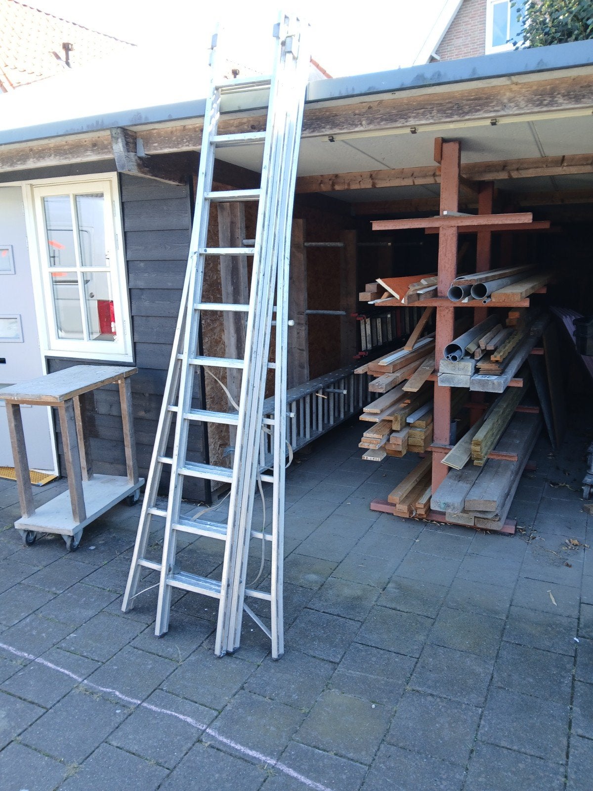 aluminium ladder 3-delig 3x 10 sporten, Doe-het-zelf en Verbouw, Ophalen, Gebruikt, Overige typen, 5 meter of hoger