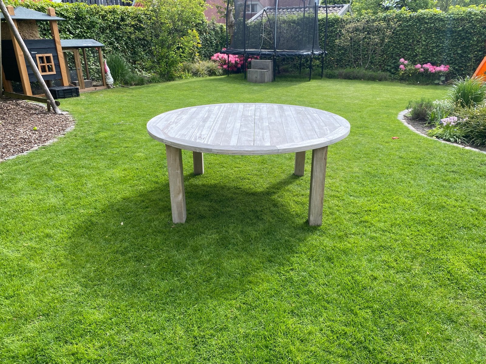 Rough Furniture Tuintafel - Rond Teakhout, Ophalen, Gebruikt, Rond, Teakhout