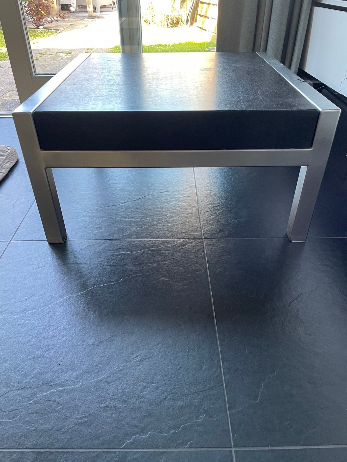 Salon tafel 80x80 rvs beton, Huis en Inrichting, Tafels | Salontafels, Ophalen of Verzenden, Zo goed als nieuw, Vierkant, 50 tot 100 cm