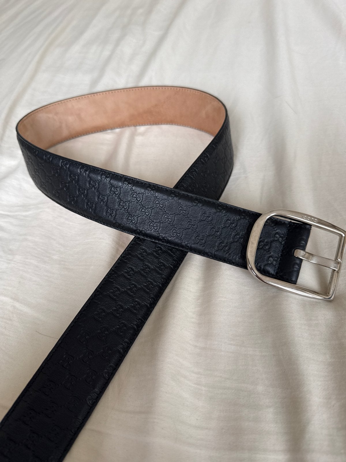 Gucci Microguccissima Leren Riem Zwart - Maat 90/36, Ophalen, 3 tot 5 cm, 90 tot 100 cm, Heupriem