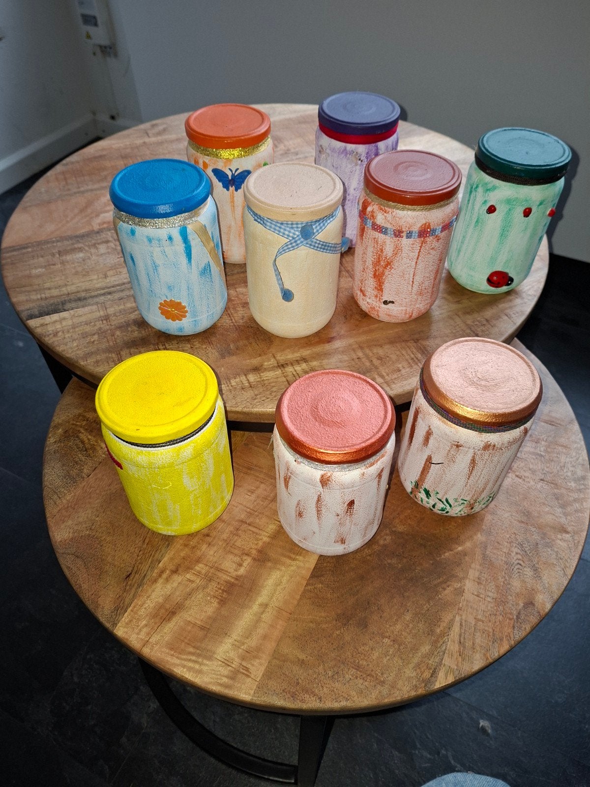 Handgemaakte decoratieve voorraad potjes, Ophalen, Gebruikt