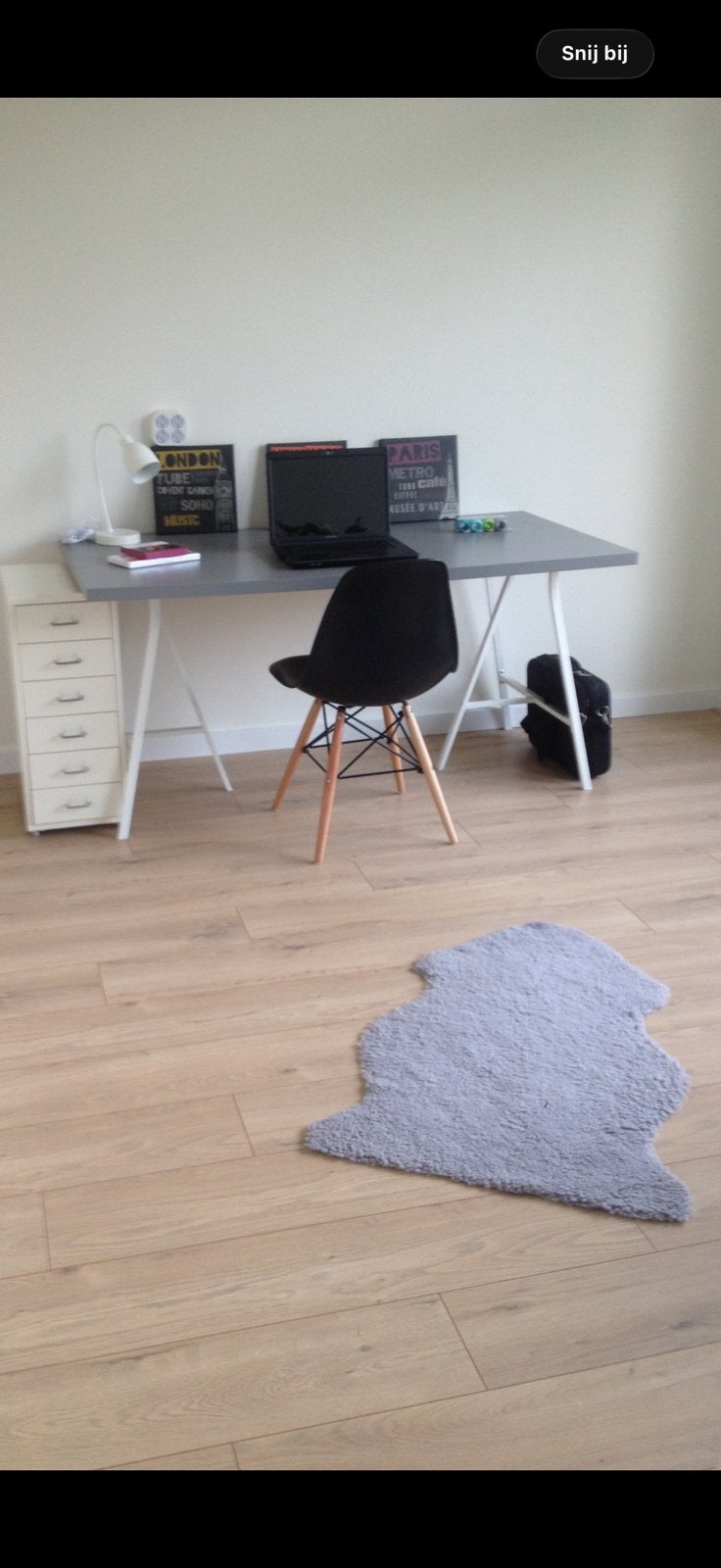 Ikea bureau grijs blad en witte schagen 75X150, Ophalen, Gebruikt, 150 cm, IKEA