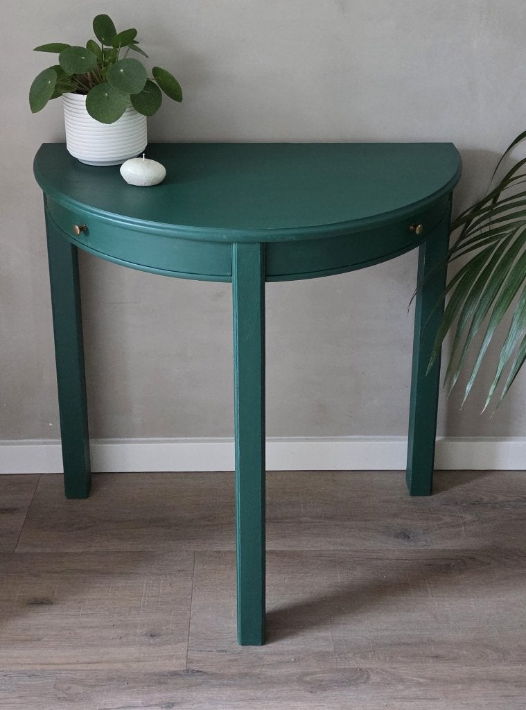 Sidetable / haltafel / consoletafel groen gerestyled, Ophalen, Gebruikt, Natuurlijk, Ovaal