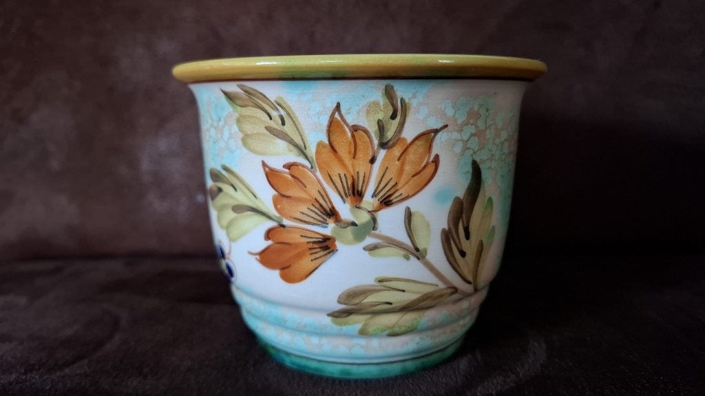 Prachtige vintage Flora Gouda bloempot jaren 50/60 puntgaaf!, Tuin en Terras, Rond, Binnen, Ophalen of Verzenden, Zo goed als nieuw