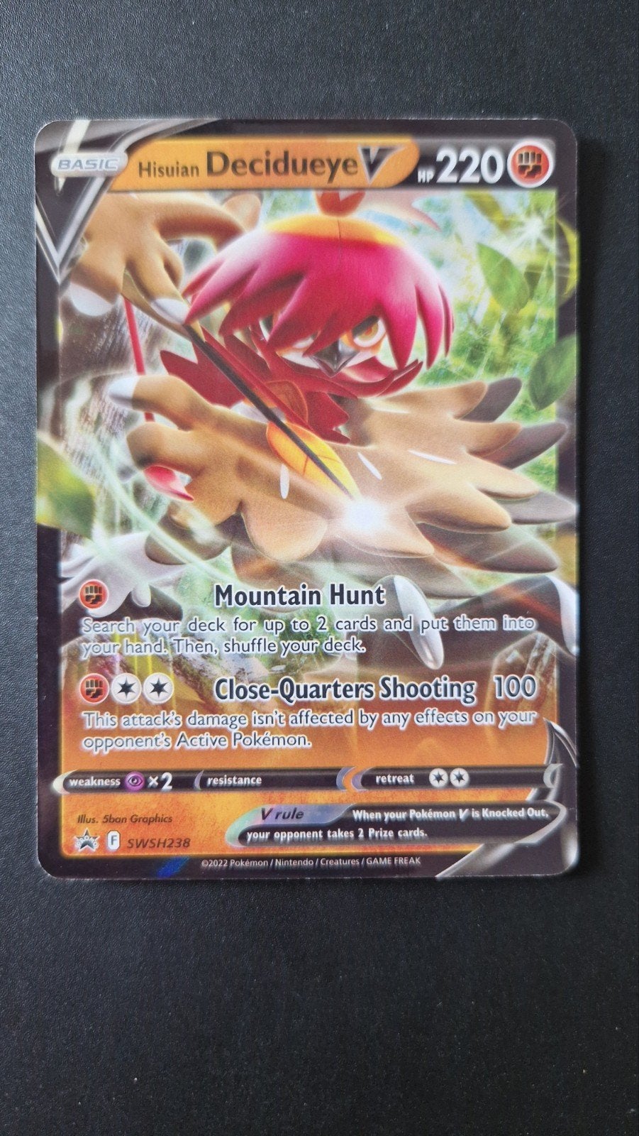 Hisuian Decidueye V swsh238 Promokaart Pokemon, Ophalen of Verzenden, Nieuw, Losse kaart