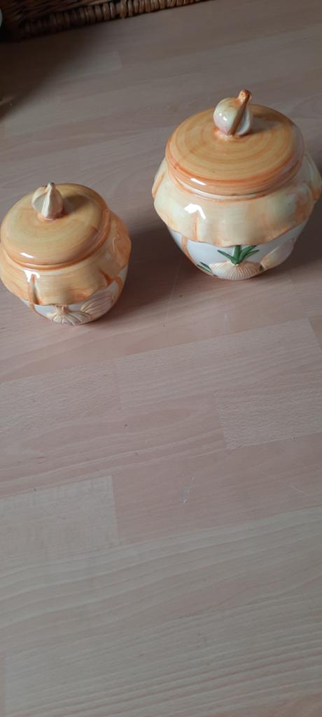 Set van uienpot en knoflookpot, Ophalen of Verzenden, Zo goed als nieuw